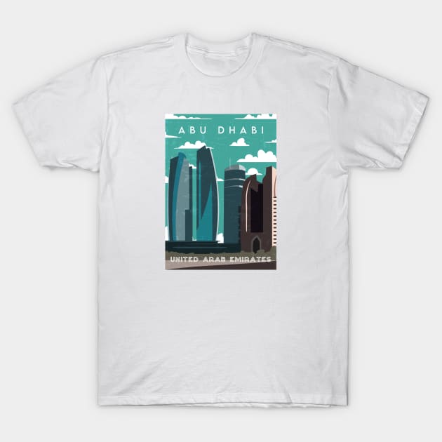 Abu Dhabi, UAE. Retro travel poster T-Shirt by GreekTavern
